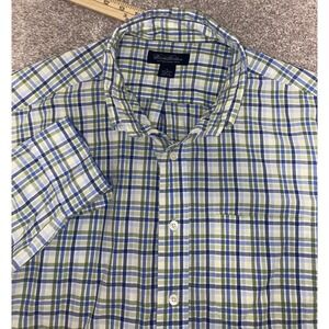 Brooks Brothers Check Plaid Shirt Blue/Green/White Cotton Mens XL Preppy Old Dad